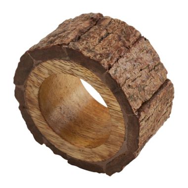 Saro Lifestyle Wood Bark Napkin Ring in Brown (Set of 4). View a larger version of this product image.