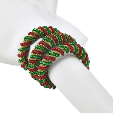 Saro Lifestyle Spiral Napkin Ring in Red/Green (Set of 4). View a larger version of this product image.
