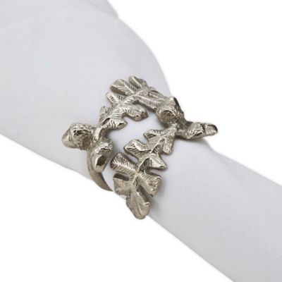 Saro Lifestylesaro Lifestyle Acorn Leaf Napkin Ring In Silver Set Of 4 Dailymail
