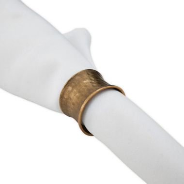 Saro Lifestyle Hammered Napkin Ring in Dark Gold (Set of 4). View a larger version of this product image.