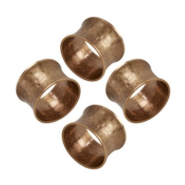 Saro Lifestyle Hammered Napkin Ring in Dark Gold (Set of 4). View a larger version of this product image.