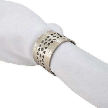 Saro Lifestyle Hole Punched Napkin Rings in Silver (Set of 4). View a larger version of this product image.