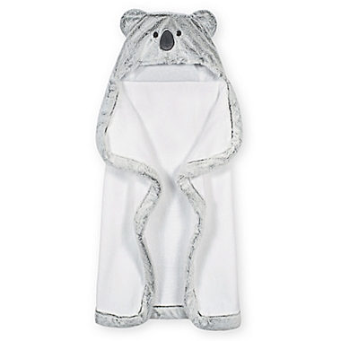 Gerber&reg; Just Born&reg; Koala Hooded Towel in Grey. View a larger version of this product image.