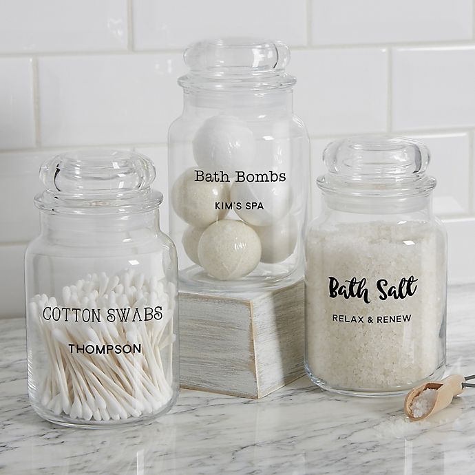 Bathroom Text Personalized Glass, Bathroom Canisters Glass