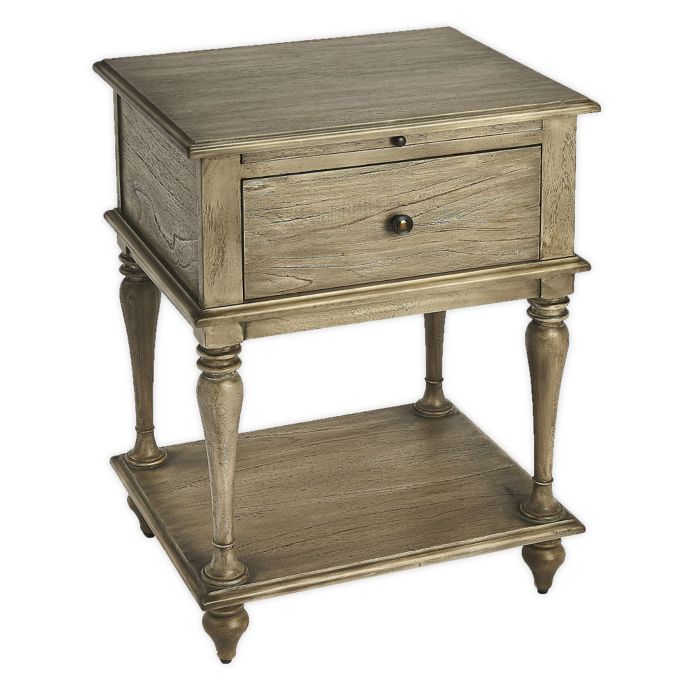 Ashburn 1 Drawer Pull Out Tray End Table In Ash Grey Bed Bath Beyond