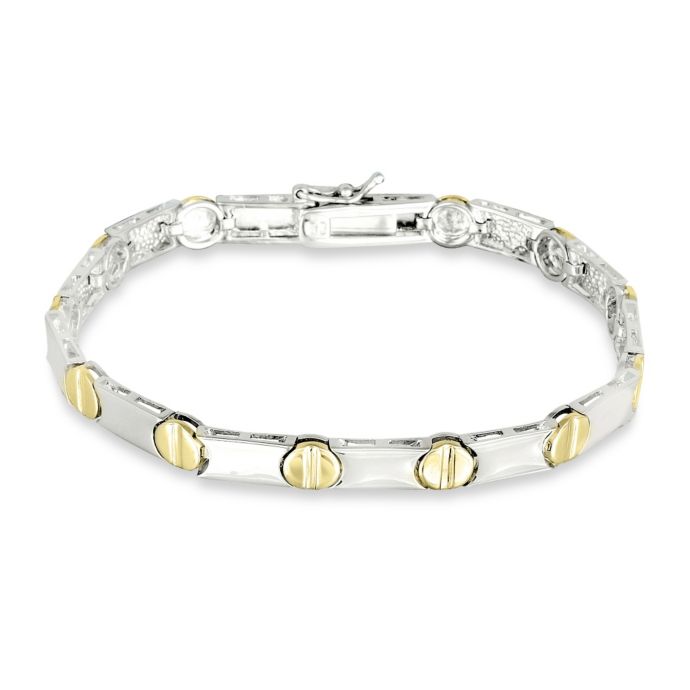 Sterling Silver And 14k Gold Plated Nail Head Bracelet Bed Bath