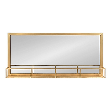 Kate &amp; Laurel&trade; Jackson 18-Inch x 40-Inch Metal Wall Mirror with Shelf in Gold. View a larger version of this product image.