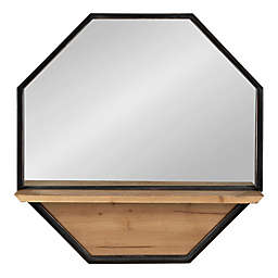 Kate & Laurel™ Owing 24-Inch Octagon Wall Mirror with Shelf in Brown/Black