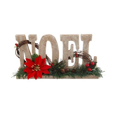 &quot;Noel&quot; 12-Inch Sign with Pinecone and Berries
