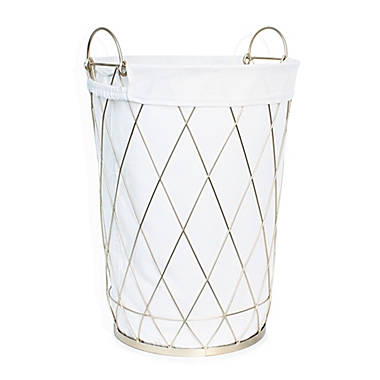 Taylor Madison Designs&reg; Round Diamond Weave Hamper in Champagne. View a larger version of this product image.