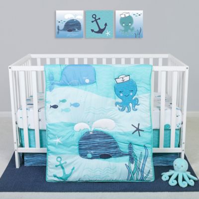 Sammy &amp; Lou Nautical Adventure 4-Piece Crib Bedding Set in Blue/White