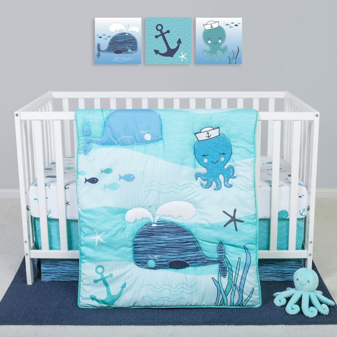 Sammy Lou Nautical Adventure 4 Piece Crib Bedding Set In Blue White Bed Bath And Beyond Canada