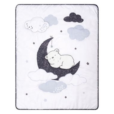 Sammy &amp; Lou Bearly Dreaming 4-Piece Bear Crib Bedding Set in White/Navy. View a larger version of this product image.