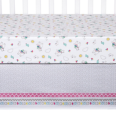 Sammy &amp; Lou Llama Mama 4-Piece Crib Bedding Set in White/Pink. View a larger version of this product image.