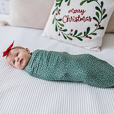 Copper Pearl&trade; Juniper Knit Swaddle Blanket in Green/White. View a larger version of this product image.