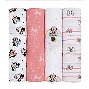 aden + anais essentials&trade; Disney&reg; 4-Pack Minnie Mouse Swaddle Blankets in Pink/White