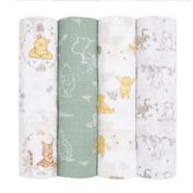 aden + anais essentials&trade; Disney&reg; 4-Pack Winnie the Pooh Swaddle Blankets in White/Green