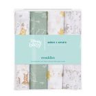 Alternate image 2 for aden + anais essentials&trade; Disney&reg; 4-Pack Winnie the Pooh Swaddle Blankets in White/Green