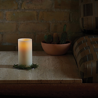 Brightly 3-Inch x 6-Inch Pushbutton Flameless Pillar Candle in Ivory. View a larger version of this product image.