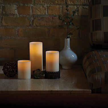 Brightly 3-Inch x 6-Inch Pushbutton Flameless Pillar Candle in Ivory. View a larger version of this product image.