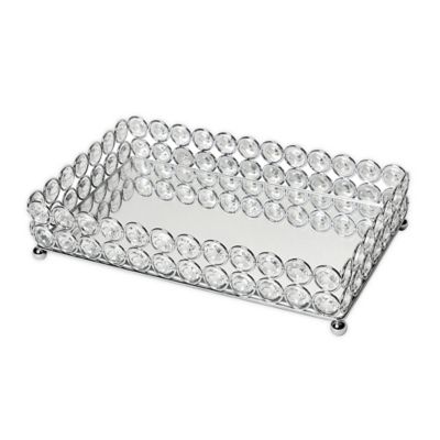 Elegant Designs Elipse Crystal and Chrome Mirrored Vanity Tray