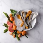 Alternate image 1 for Knork&reg; ECO 6-Piece Astrik Flatware Set in Orange/Blue/Grey
