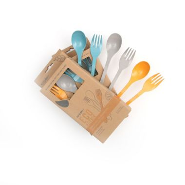 Knork&reg; ECO 6-Piece Astrik Flatware Set in Orange/Blue/Grey. View a larger version of this product image.