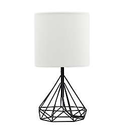 Designs Direct Metal Accent Lamp in Black with Linen Shade