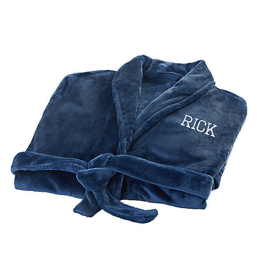 Alternate image 1 for Just For Him Personalized Luxury Fleece Robe in Navy