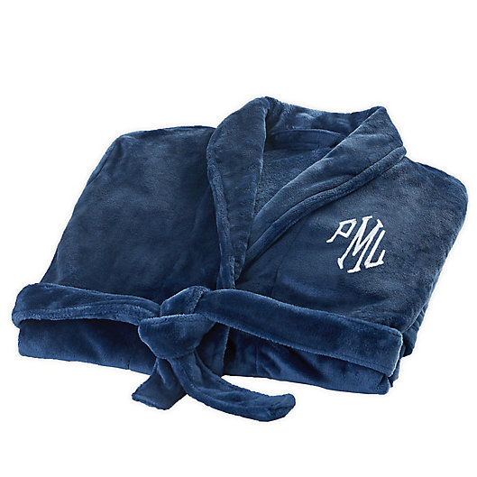 Alternate image 1 for Classic Comfort Personalized Luxury Fleece Robe in Navy