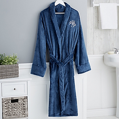 Classic Comfort Personalized Luxury Fleece Robe in Navy. View a larger version of this product image.