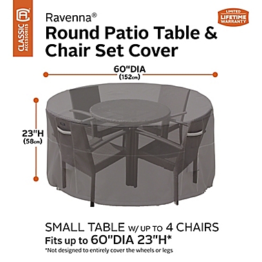 Classic Accessories&reg; Ravenna Small Round Patio Table and Chair Set Cover in Dark Taupe. View a larger version of this product image.