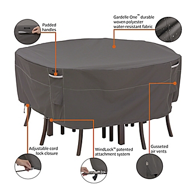 Classic Accessories&reg; Ravenna Medium Round Patio Table and Chair Set Cover in Dark Taupe. View a larger version of this product image.