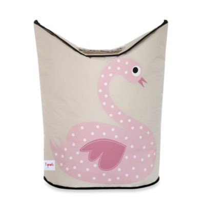 3 Sprouts Swan Laundry Hamper in Pink