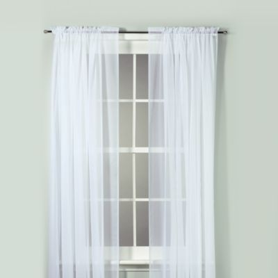 Voile 84-Inch Sheer Rod Pocket Window Curtain Panel in White