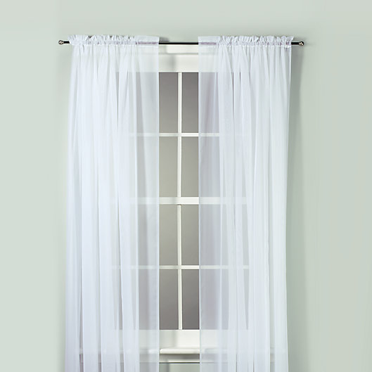 Alternate image 1 for Voile 95-Inch Sheer Rod Pocket Window Curtain Panel in White