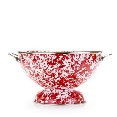 red metal colander