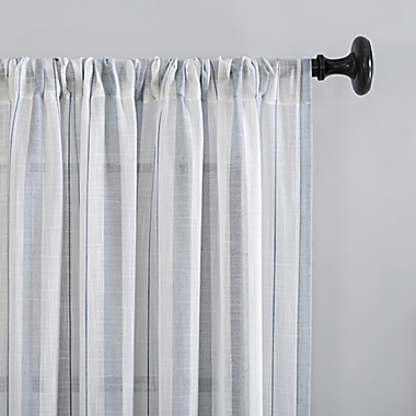 Clean Window&reg; Vintage Stripe Anti-Dust 95-Inch Rod Pocket Sheer Window Curtain Panel in Dusty Blue. View a larger version of this product image.