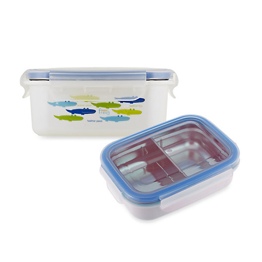 Alternate image 1 for Innobaby Double-Lined Stainless Bento Snack Box in Blue