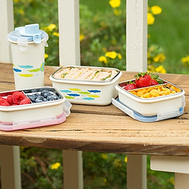 Innobaby 11-Ounce Double-Lined Stainless Bento Snack Box with Divider in Pink. View a larger version of this product image.