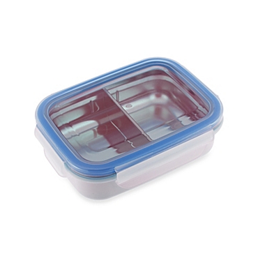 Innobaby 11 oz. Double-Lined Stainless Bento Snack Box with Divider in Blue. View a larger version of this product image.