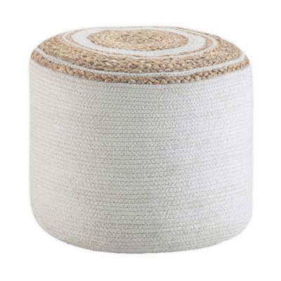 Simplihome Round Braided Pouf, Serena, Natural