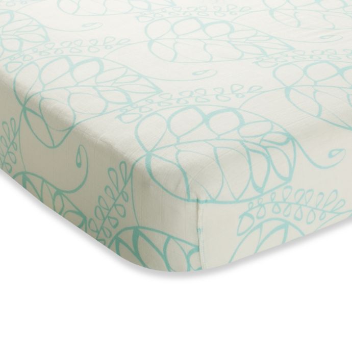 Aden Anais Rayon Bamboo Fiber Crib Sheet In Azure Leafy