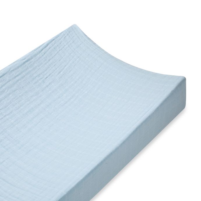 aden + anais® 100 Cotton Muslin Changing Pad Cover in Solid Blue