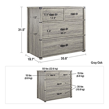 Little Seeds&trade; Nova 4-Drawer Storage Dresser in Grey Oak. View a larger version of this product image.