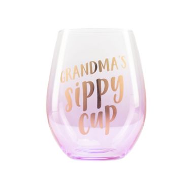 Pearhead&reg; "Grandma's Sippy Cup" Stemless Wine Glass in Purple. View a larger version of this product image.