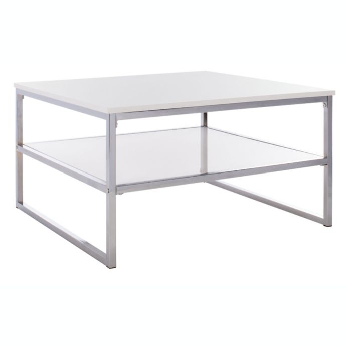Safavieh Aliza 2 Tier Square Coffee Table In White Chrome Bed Bath And Beyond Canada