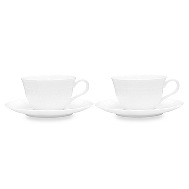 Noritake&reg; Cher Blanc 4-Piece Cup & Saucer Set for Two. View a larger version of this product image.
