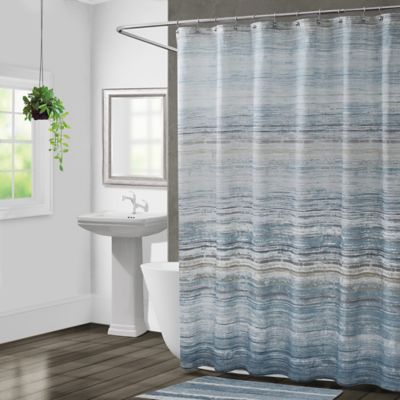 navy blue and tan shower curtain