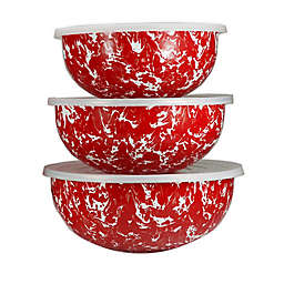 Golden Rabbit® 3-Piece Red Swirl Mixing Bowl Set